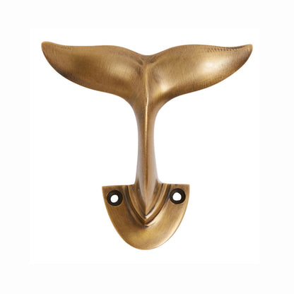 Hepburn Whale Tail Hat and Coat Hook 90mm Acid Washed Brass WTHAWB
