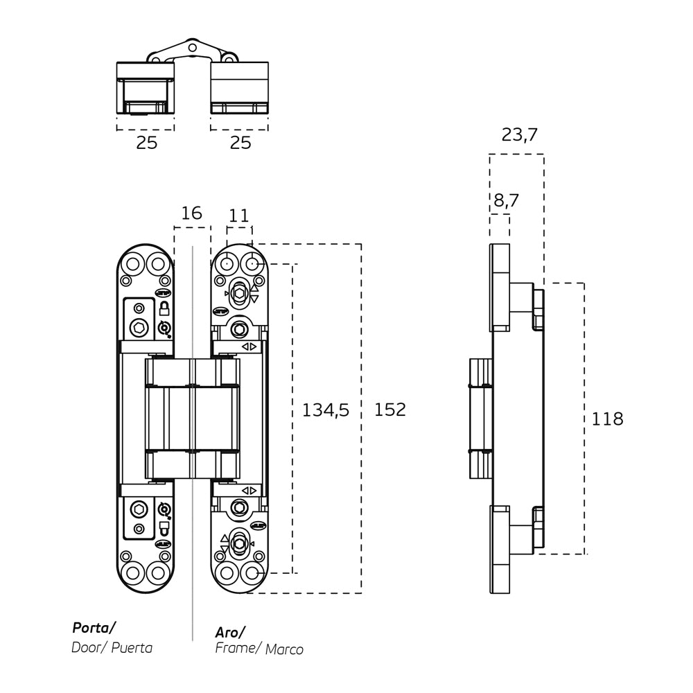 JNF Coplan Series 150 Invisible Hinge with 3D Adjustment 80kg - Available in Various Finishes|JNFIN05061B|JNFIN05061SC|JNFIN05061SG|JNFIN05061