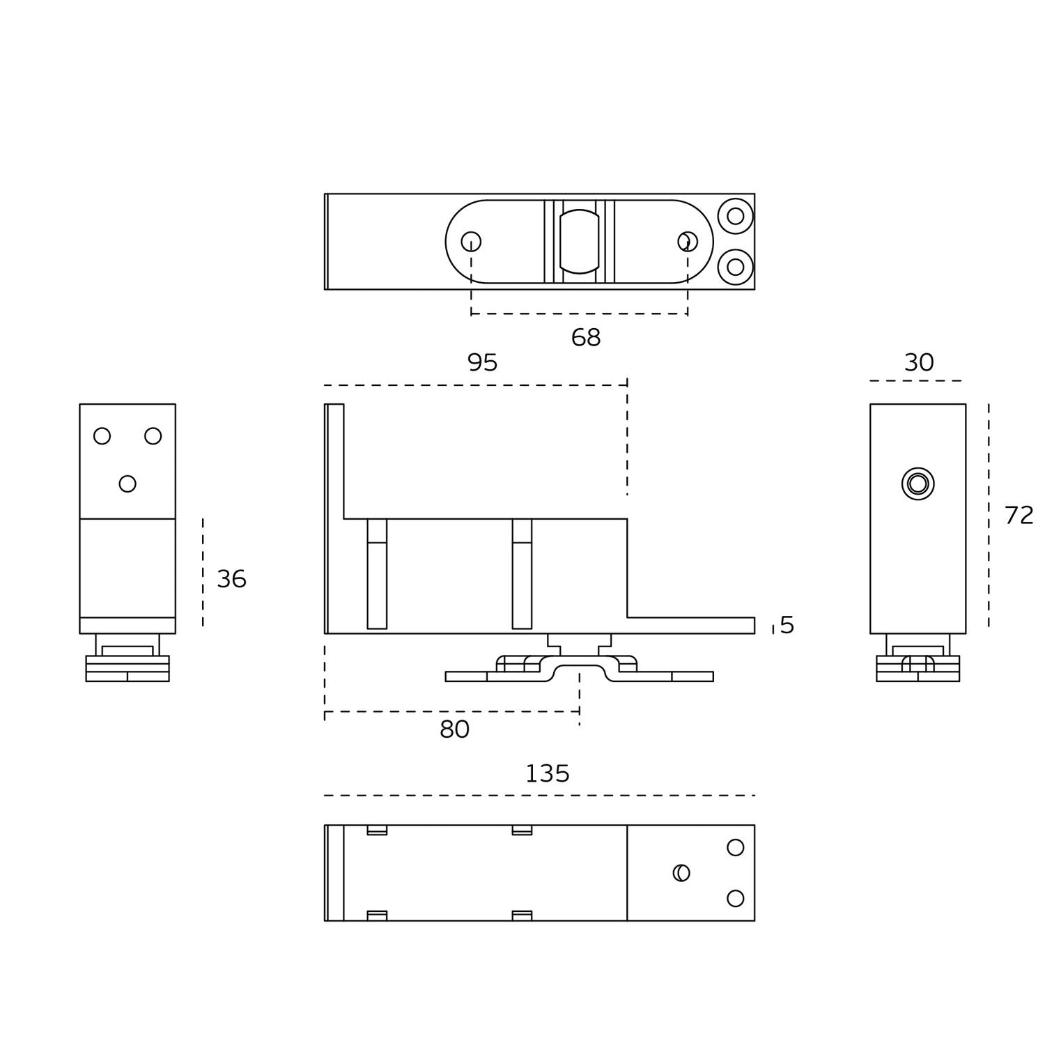 JNF Bottom Pivot with Spring System and Adjustable Power Stainless Steel IN.05.199