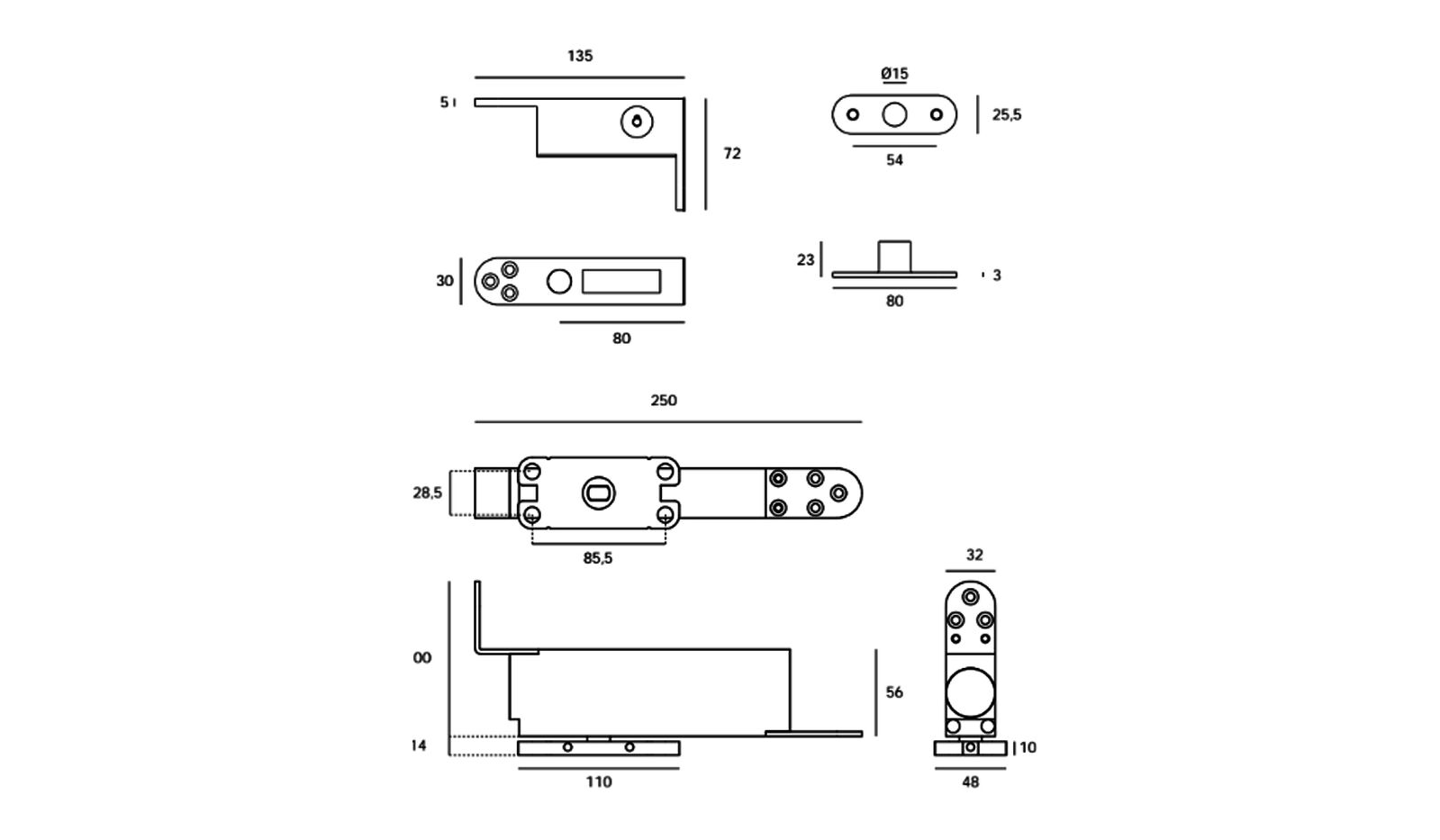 JNF Hydraulic Pivot Set For Wooden Doors Stainless Steel IN.05.204