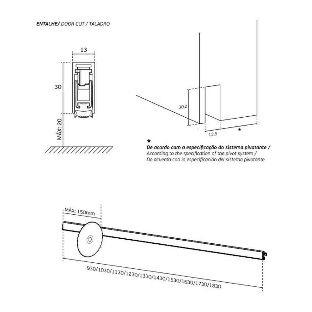 JNF Door Seal for Pivot Swing Doors - Available in Various Sizes|JNFIN060111230|JNFIN060111330|JNFIN060111430|JNFIN060111530