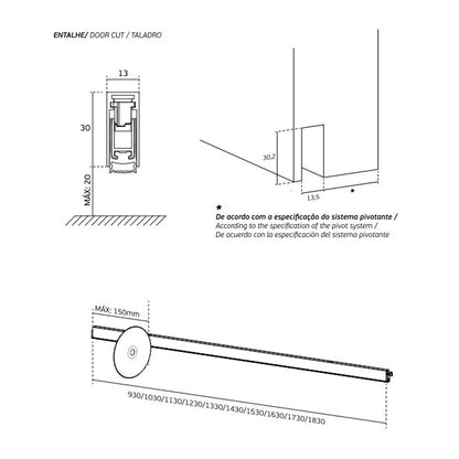 JNF Door Seal for Pivot Swing Doors - Available in Various Sizes|JNFIN060111230|JNFIN060111330|JNFIN060111430|JNFIN060111530