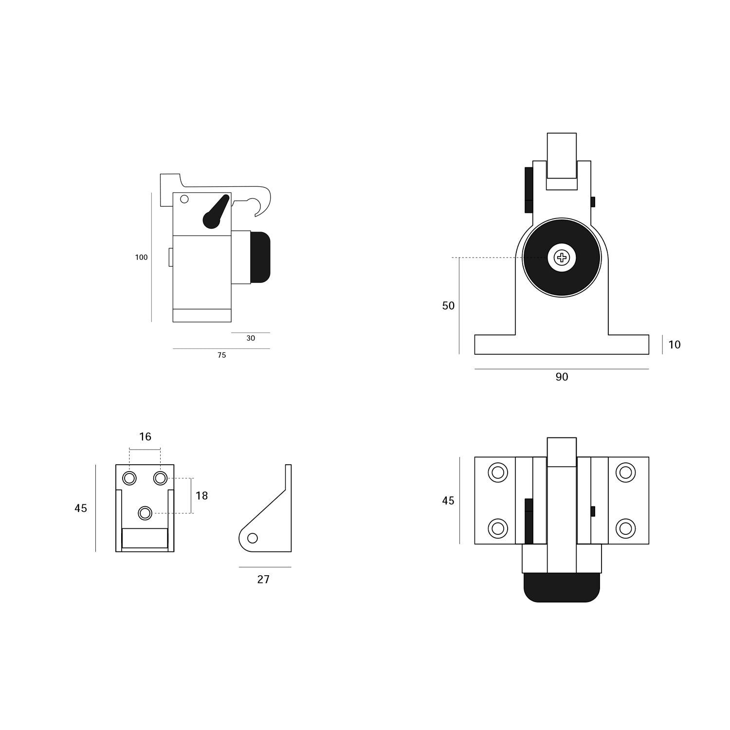JNF Door Stopper for Heavy Doors with Shock Absorber and Retainer Satin Stainless Steel IN.13.010