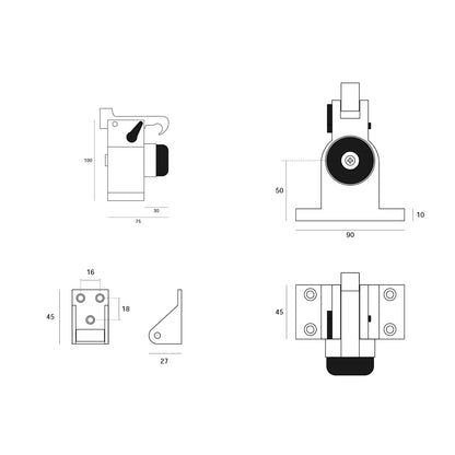 JNF Door Stopper for Heavy Doors with Shock Absorber and Retainer Satin Stainless Steel IN.13.010
