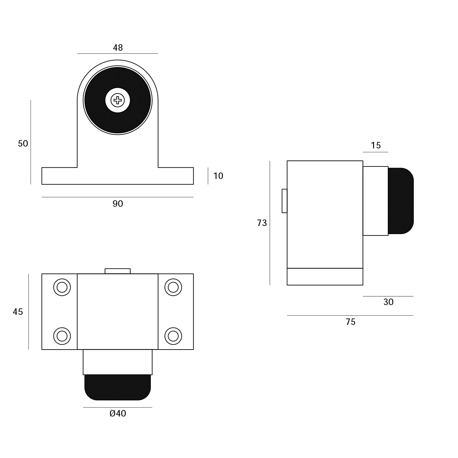 JNF Door Stopper for Heavy Doors with Shock Absorber Satin Stainless Steel IN.13.011