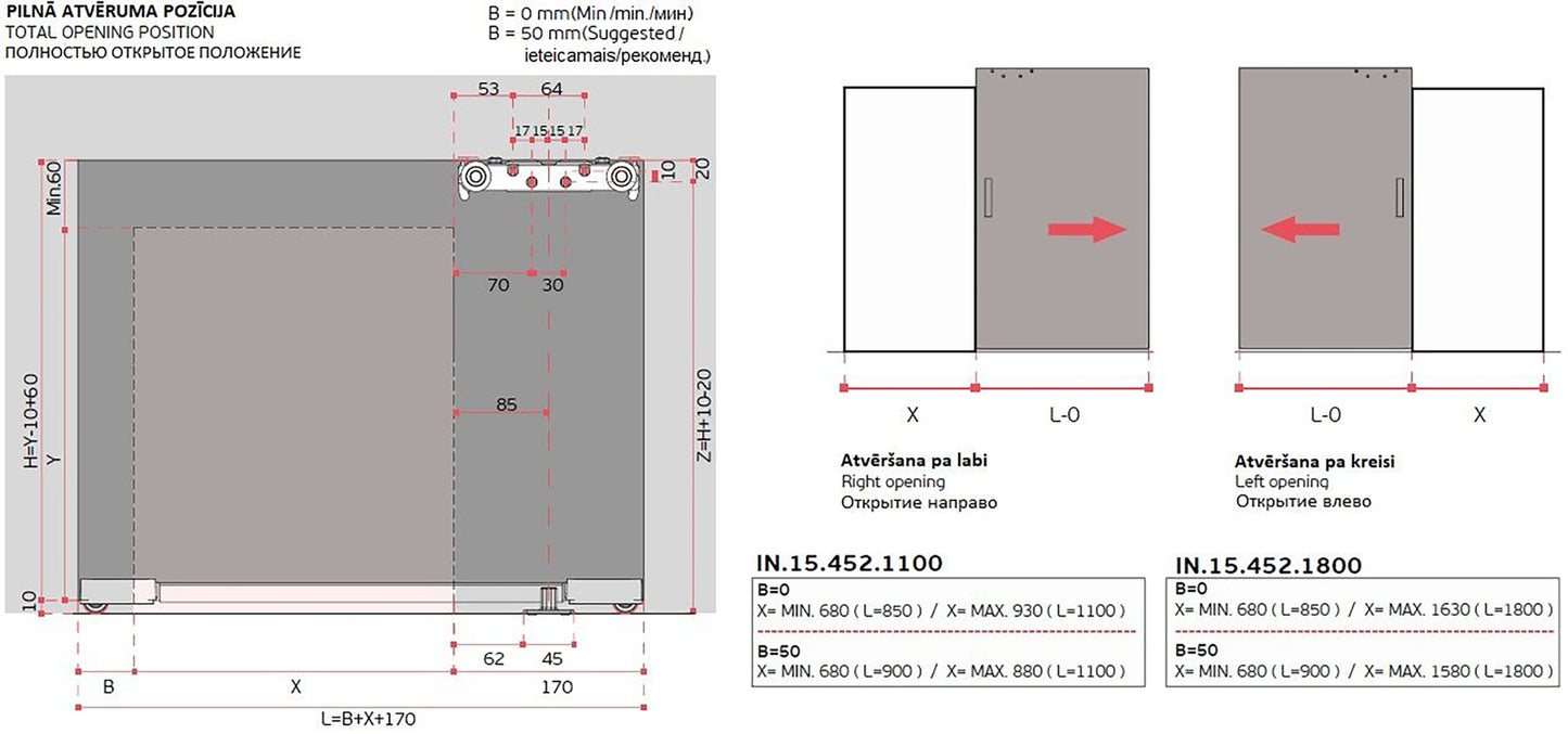 JNF Offscreen Light System for Invisible Sliding Doors with Soft Closing 1100mm IN.15.452.1100