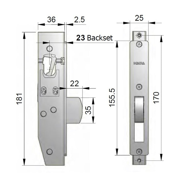 Dormakaba 950 Mortice Lock 950L-22SCP-C4 Short Backset 22mm Bolt Escape ...