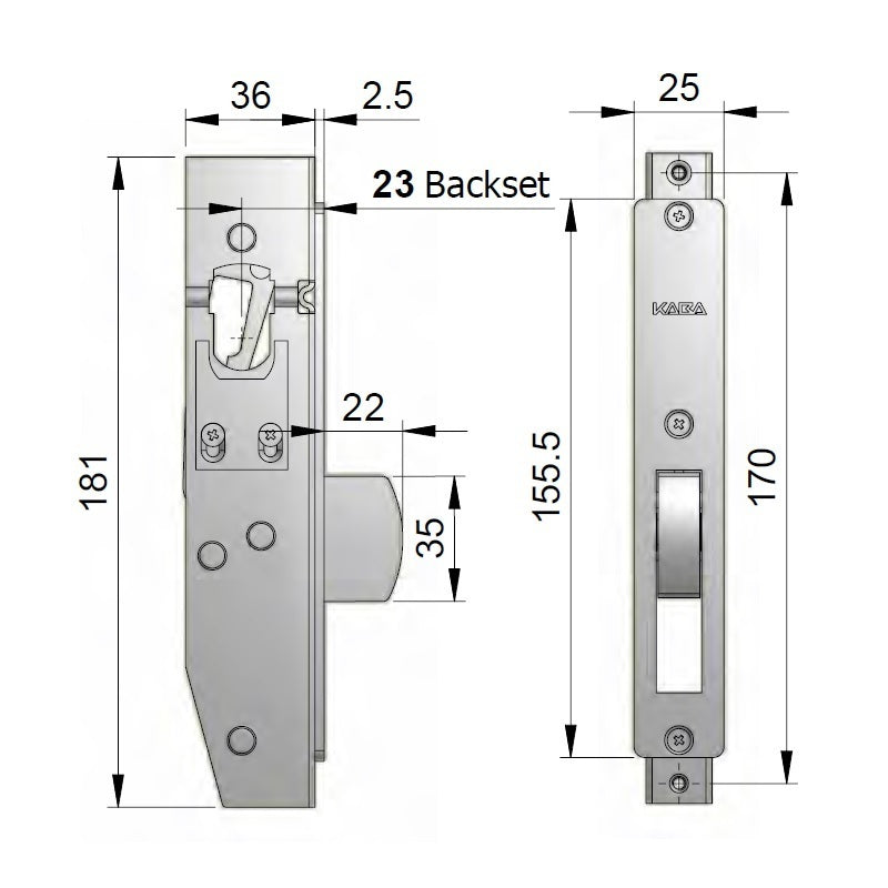 Dormakaba 950L22SCPLC 950 Lock 22mm Bolt Including Case Fixed Escape Turn
