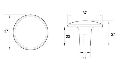Kethy B283 Series Cabinet Round Knob 37mm - Available in Various Finishes