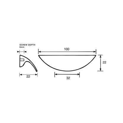 Kethy Shell Cabinet Handle 100mm - Available in Various Finishes