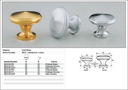 Kethy Cabinet Knob BK31 BK Series Dimple Solid Brass