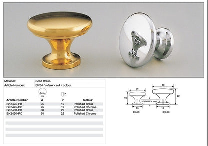 Kethy Button Cabinet Knob - Available in Various Finishes and Sizes