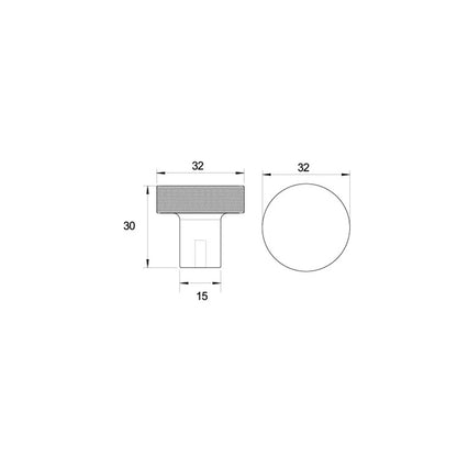 Kethy Bugle Knob 32mm Diameter - Available in Various Finishes
