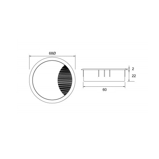 Kethy CO82160SIL Round Cable Outlet Silver 60mm