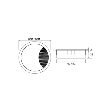 Kethy Cable Outlet with Brush CO821 - Available in Various Finishes and Sizes