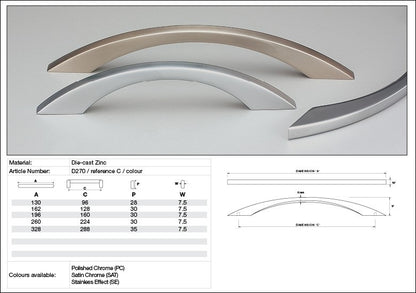 Kethy Cabinet Handle D270 D Series Square Bow Die-cast Zinc