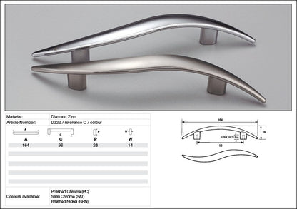 Kethy Cabinet Handle D322 D Series Wave Die-cast Zinc