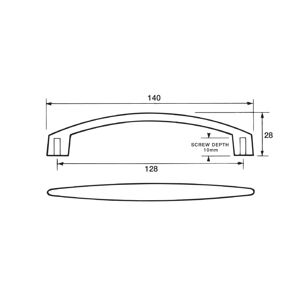 Kethy Cabinet Handle Malibu 128mm Stainless Effect D340128SE