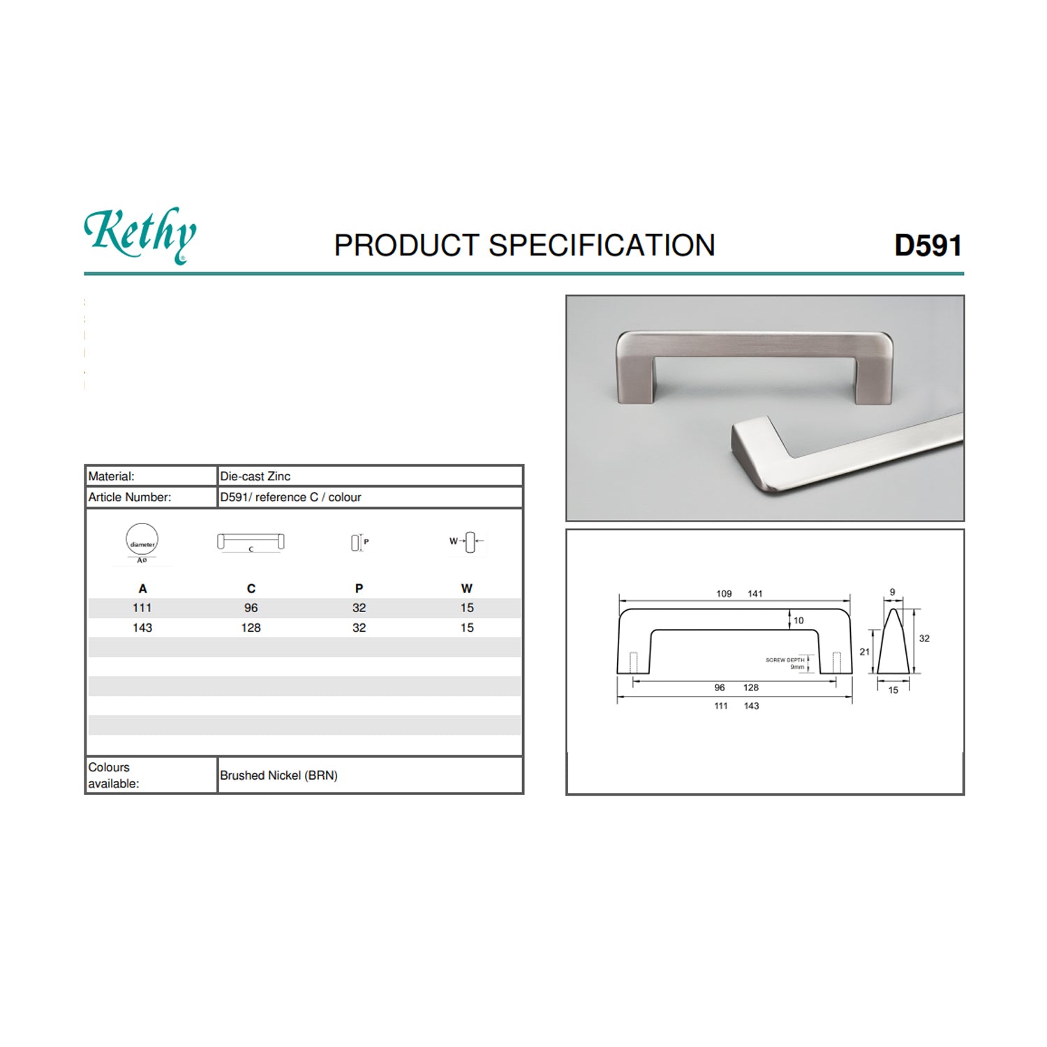 Kethy D591 Series Case Cabinet Pull Handle Die-cast Zinc