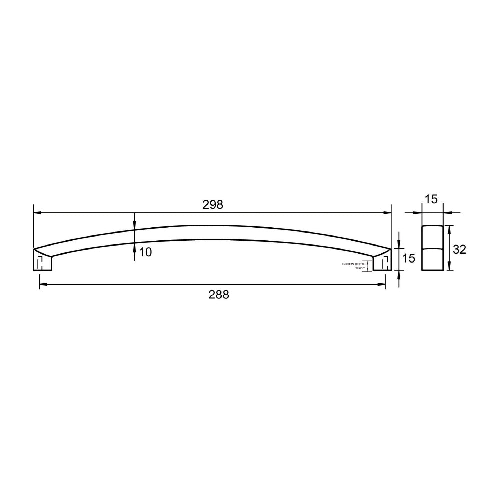 Kethy Arched Cabinet Pull Handle 288mm Polished Chrome D592288PC