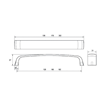 Kethy Cromer Cabinet Pull Handle D895 - Available in Various Finishes and Sizes