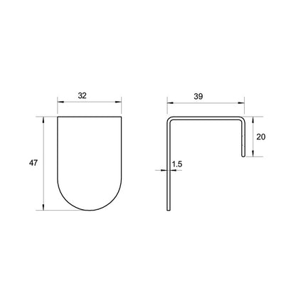Kethy DL380 Narrow Edge Pull 32mm - Available In Various Finishes