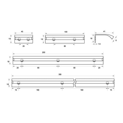 Kethy DL419 Fornel Curved Edge Pull - Available In Various Finishes and Sizes