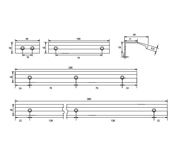 Kethy DL701 Flat Angled Cabinet Lip Pull - Available in Various Finishes and Sizes