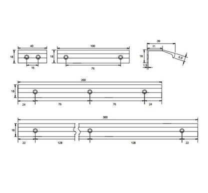 Kethy DL701 Flat Angled Cabinet Lip Pull - Available in Various Finishes and Sizes