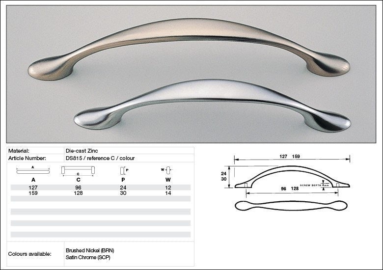 Kethy Cabinet Handle DS815 D Series Slim Die-cast Zinc