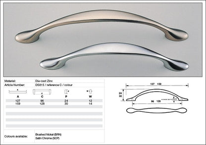 Kethy Cabinet Handle DS815 D Series Slim Die-cast Zinc