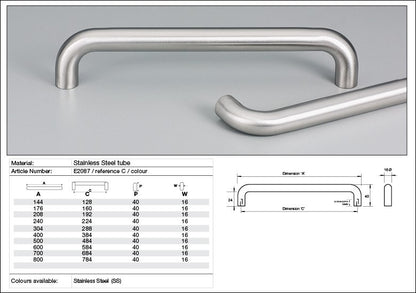 Kethy Enna Round Cabinet D Pull Handle Stainless Steel - Available in Various Sizes