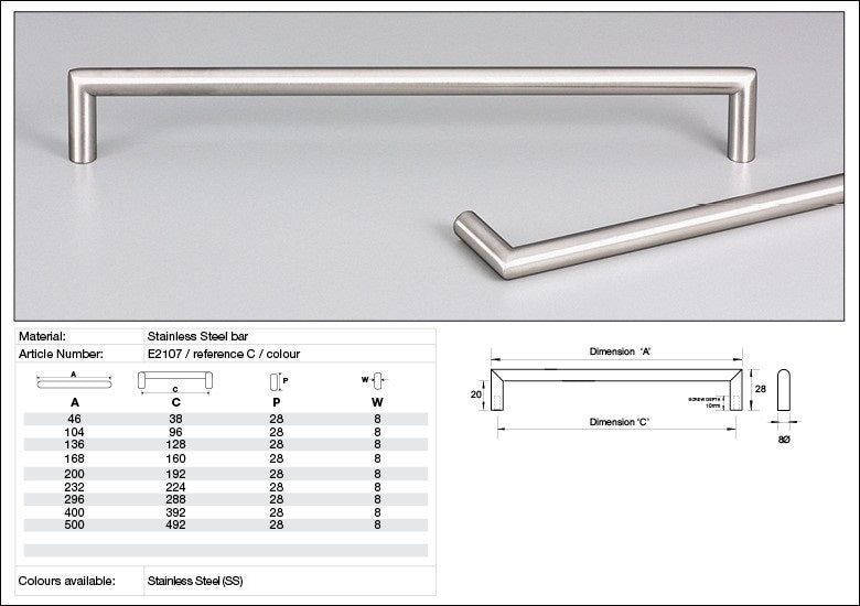 Kethy Ispra Round Cabinet Pull Handle Satin Stainless Steel - Available in Various Sizes