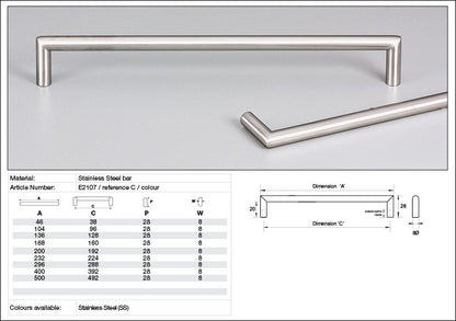 Kethy Ispra Round Cabinet Pull Handle Satin Stainless Steel - Available in Various Sizes