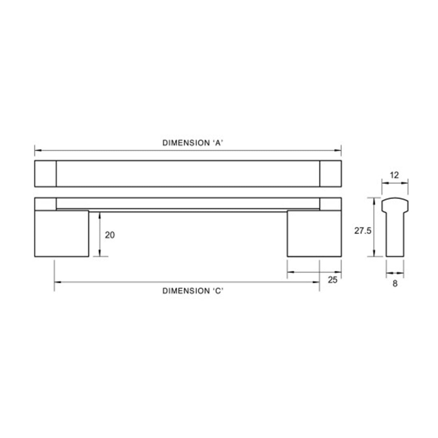 Kethy Flinders Cabinet Handle EN2181 - Available in Various Finishes and Sizes
