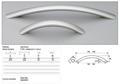 Kethy Cabinet Handle F133 F Series Oval Bow Aluminium