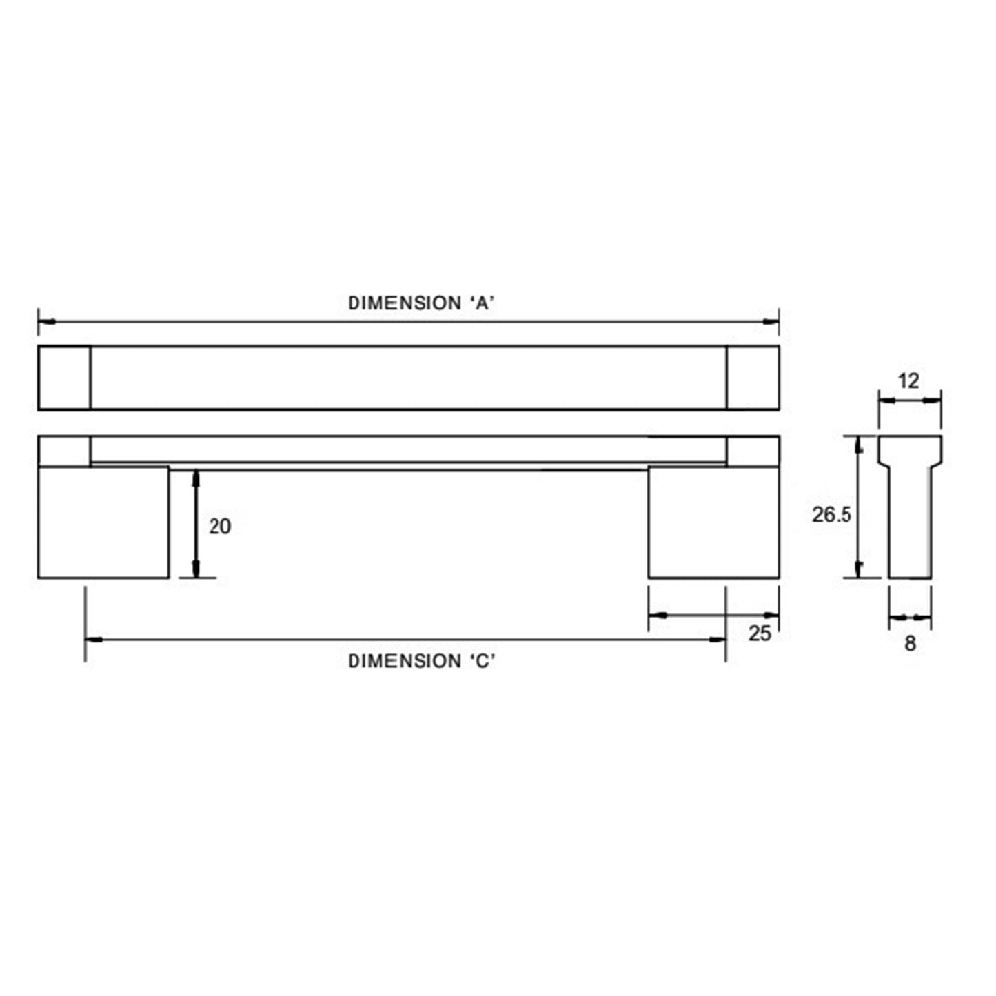 Kethy Flat Top Face Mount - Available in Various Finishes and Sizes