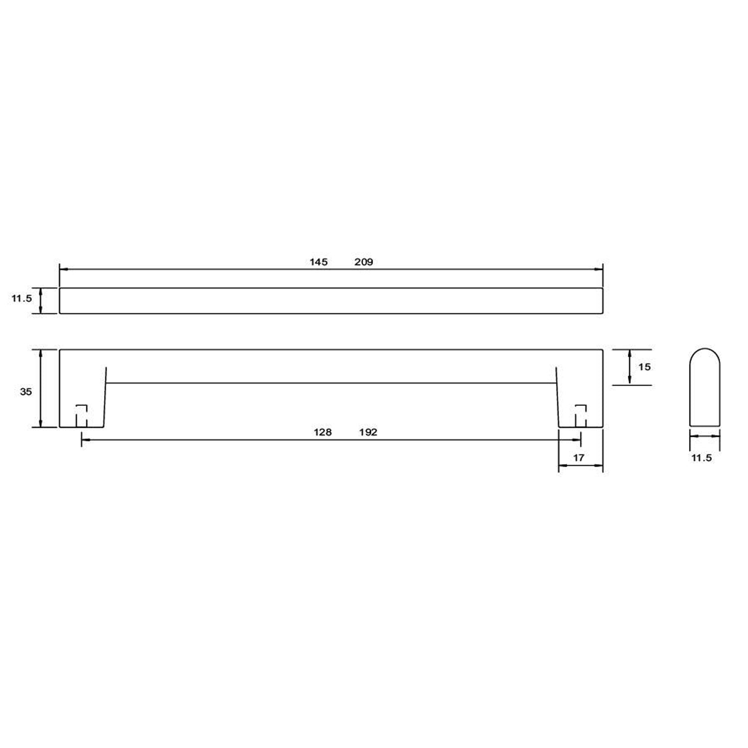 Kethy Industrial Cabinet Pull Handle - Available In Various Finishes and Sizes