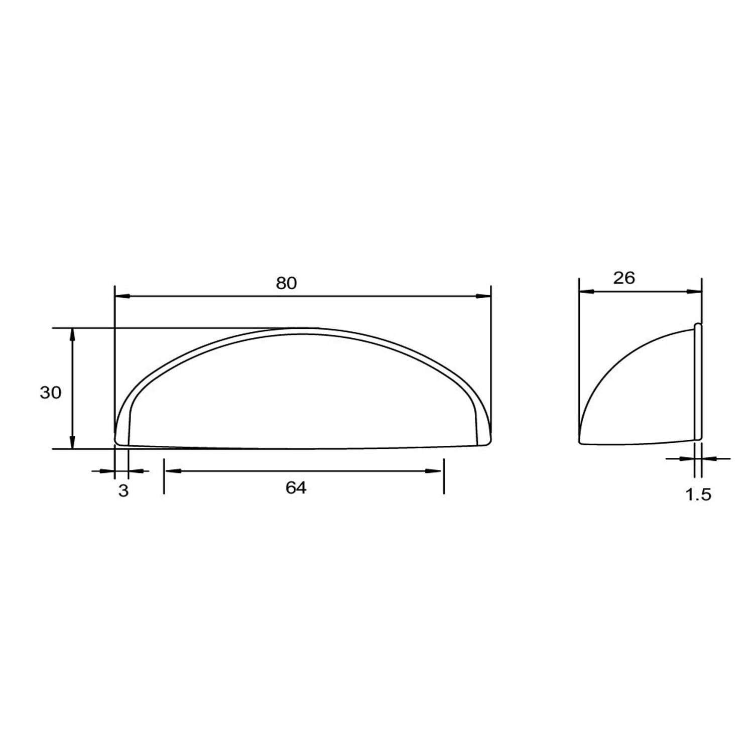 Kethy HT023 Bilbao Shell Handle 64mm - Available In Various Finishes