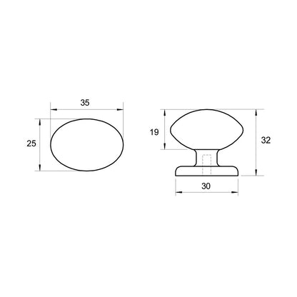 Kethy HT829 Witton Knob 35mm - Available In Various Finishes