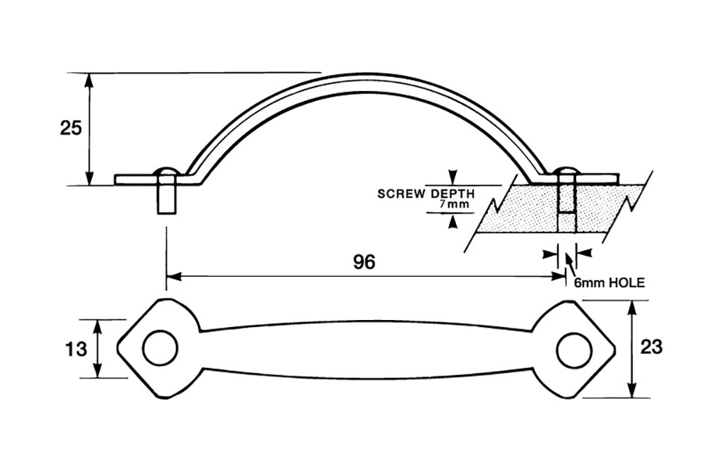 Kethy Nordic Cabinet Pull Handle Antique Black 96mm L50/96-ABK