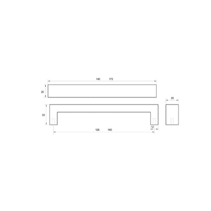 Kethy Bench Cabinet Handle L7480 - Available in Various Finishes and Sizes