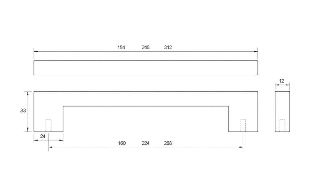Kethy L7490 Urban Cabinet Pull Handle - Available in Various Finishes and Sizes