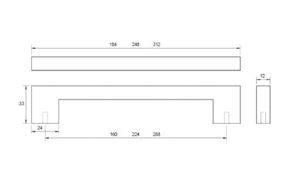 Kethy L7490 Urban Cabinet Pull Handle - Available in Various Finishes and Sizes