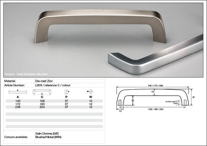 Kethy Cabinet Handle L809 L Series Epoch Light Die-cast Zinc