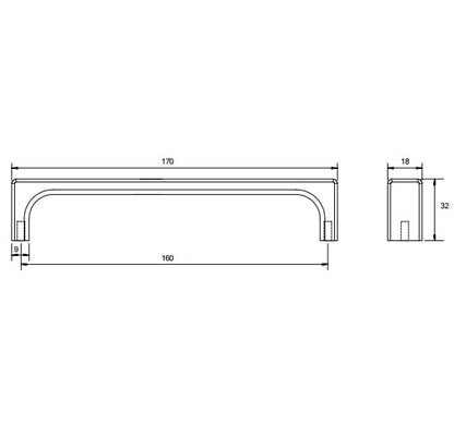 Kethy L825160ABN Cabinet Handle Antique Brown 160mm