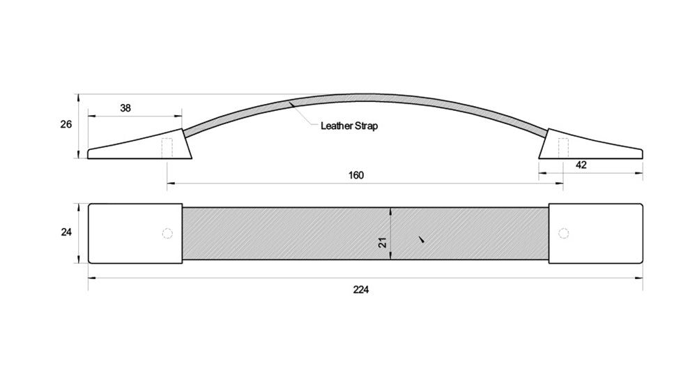 Kethy Cabinet Handle Stainless Effect Black Leather 160mm L831160BKL