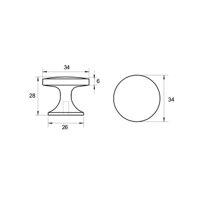 Kethy Classic Cabinet Knob 34mm - Available in Various Finishes
