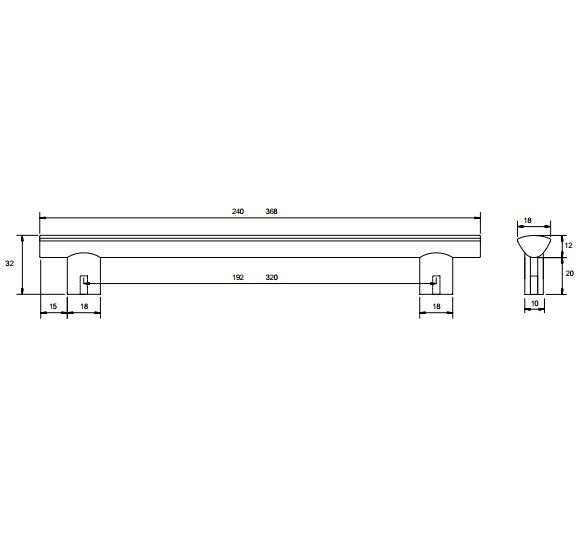 Kethy L837192BRI Aluminum Cabinet Handle Brushed Inox 192mm