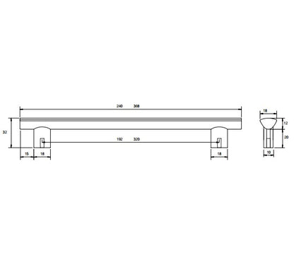 Kethy L837192BRI Aluminum Cabinet Handle Brushed Inox 192mm